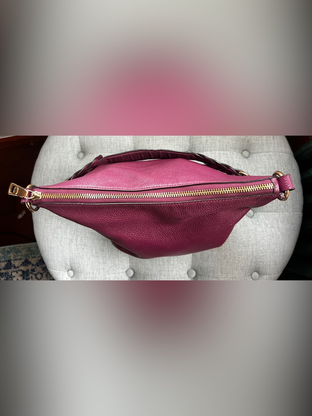 Coach Abby Duffle F31507 Dark Berry Pebbled Leather Hobo Shoulder Bag - Picture 3 of 16